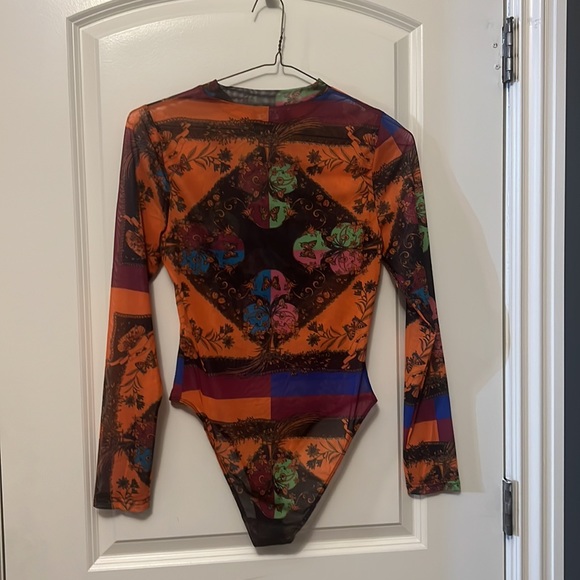Akira Mesh Long-Sleeve Patterned Bodysuit - Picture 1 of 5